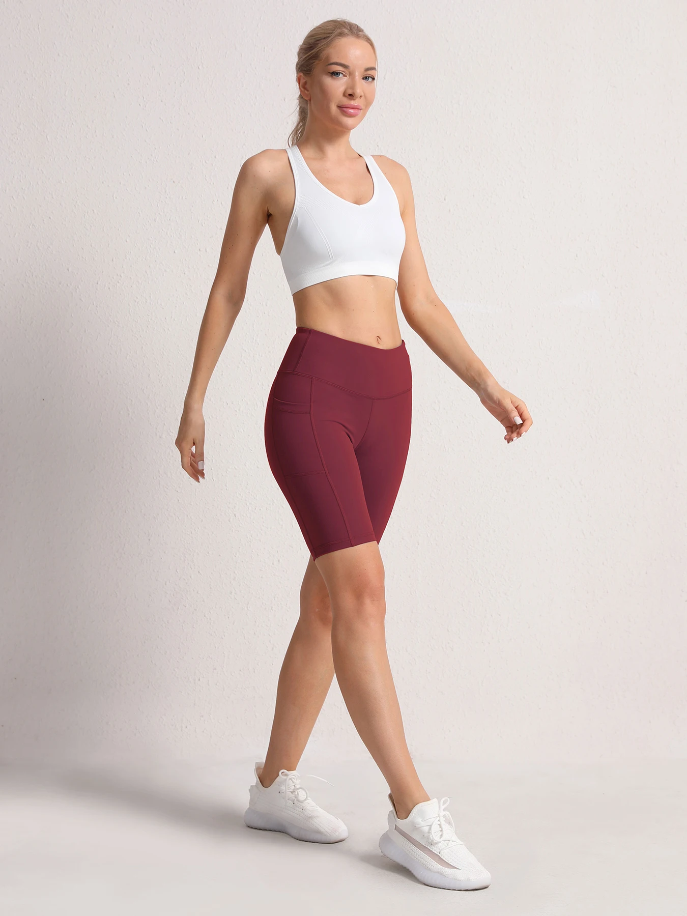 2XXL 16Colors Pockets High Waist Shorts Woman Solid Color Fitness Skinny Stretch Sport Shorts Compression Athletic Pockets Pants