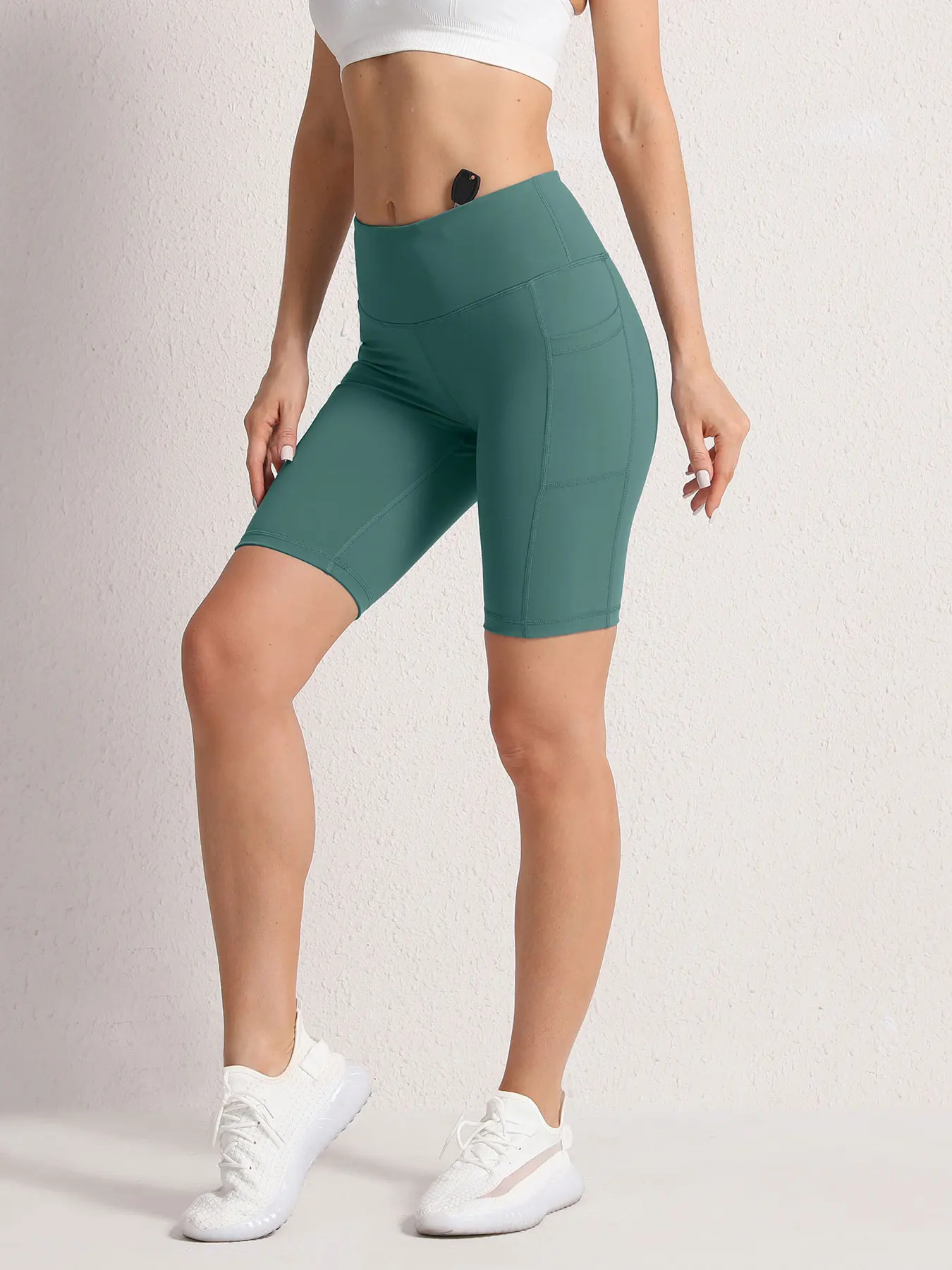 2XXL 16Colors Pockets High Waist Shorts Woman Solid Color Fitness Skinny Stretch Sport Shorts Compression Athletic Pockets Pants