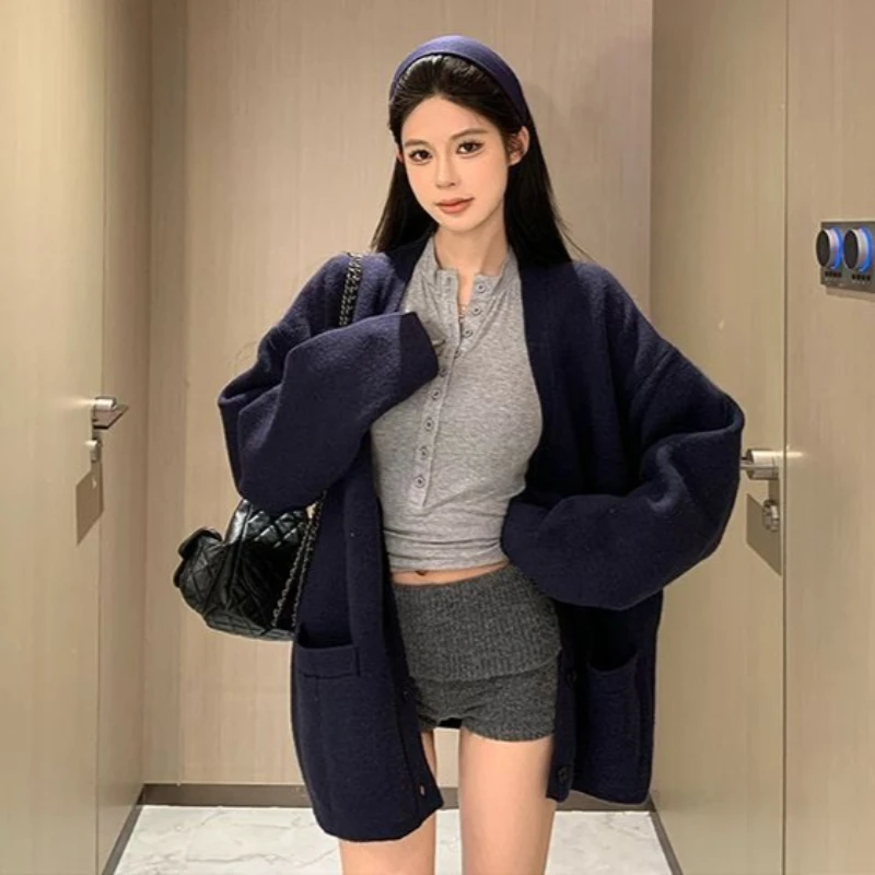 Japanese Kawaii Lolita Knit Mini Shorts Women Sweet High Waist Solid Color Knitted Hot Pants Grunge Aesthetic Slim Short Bottom