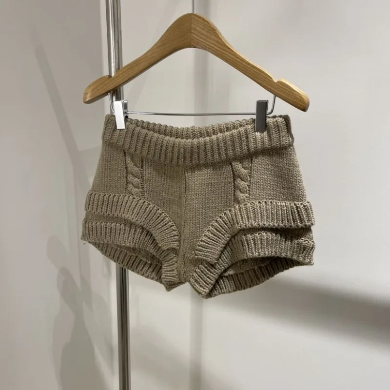 Sexy Knit Shorts Women Korean Fashion Casual Outerwear Sheath Mini Pants 2026 Spring Solid Versatile Y2k Streetwear