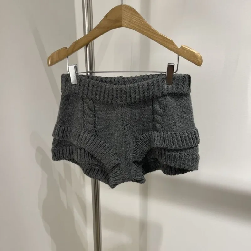 Sexy Knit Shorts Women Korean Fashion Casual Outerwear Sheath Mini Pants 2026 Spring Solid Versatile Y2k Streetwear