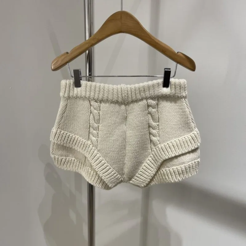 Sexy Knit Shorts Women Korean Fashion Casual Outerwear Sheath Mini Pants 2026 Spring Solid Versatile Y2k Streetwear