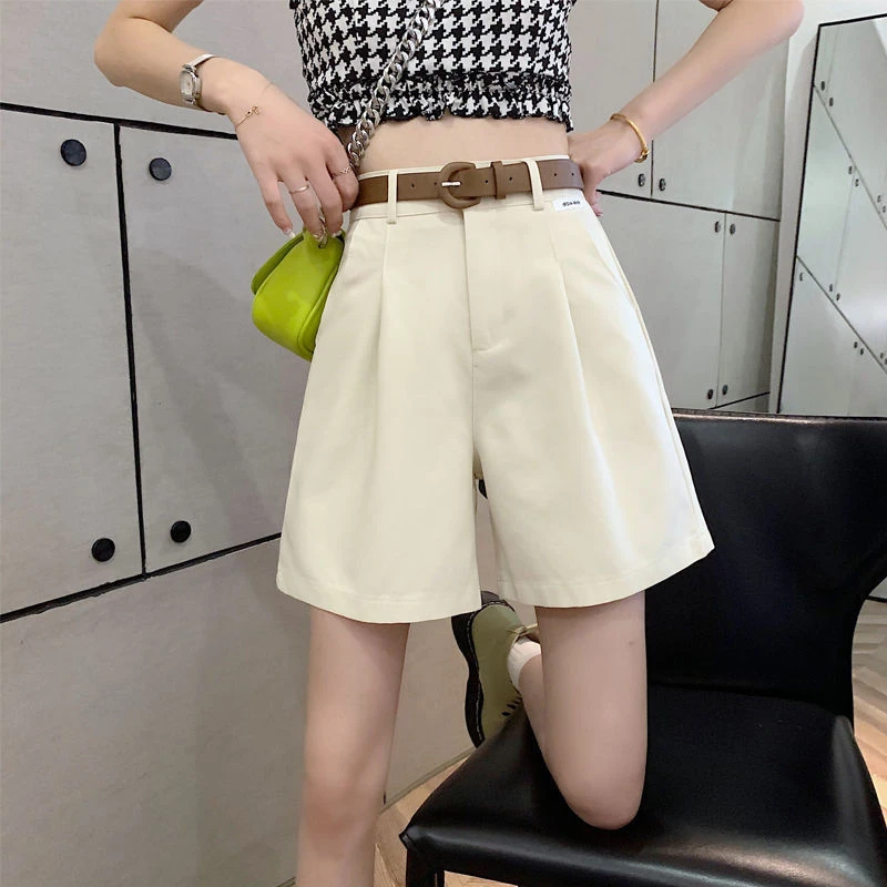 2025 Women's Summer Shorts Pants Casual Loose Wide Leg Shorts Solid Matching Female's Short Trousers Elegant Office Lady Shorts