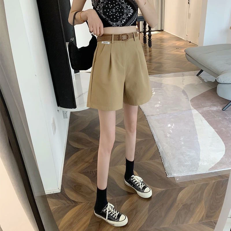 2025 Women's Summer Shorts Pants Casual Loose Wide Leg Shorts Solid Matching Female's Short Trousers Elegant Office Lady Shorts