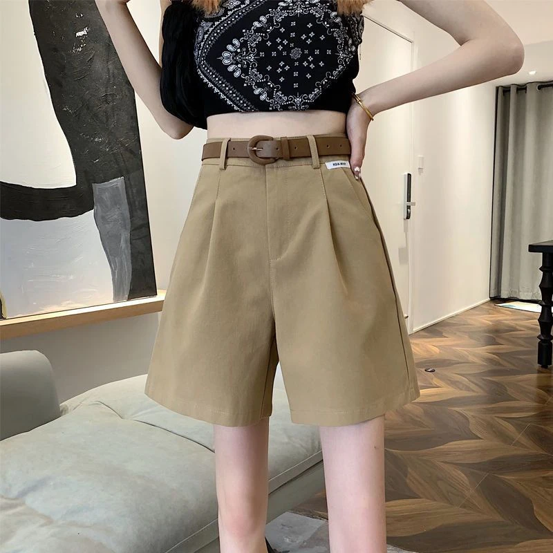 2025 Women's Summer Shorts Pants Casual Loose Wide Leg Shorts Solid Matching Female's Short Trousers Elegant Office Lady Shorts