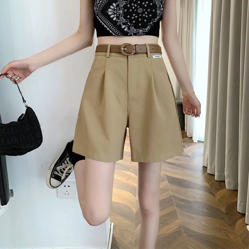 2025 Women's Summer Shorts Pants Casual Loose Wide Leg Shorts Solid Matching Female's Short Trousers Elegant Office Lady Shorts