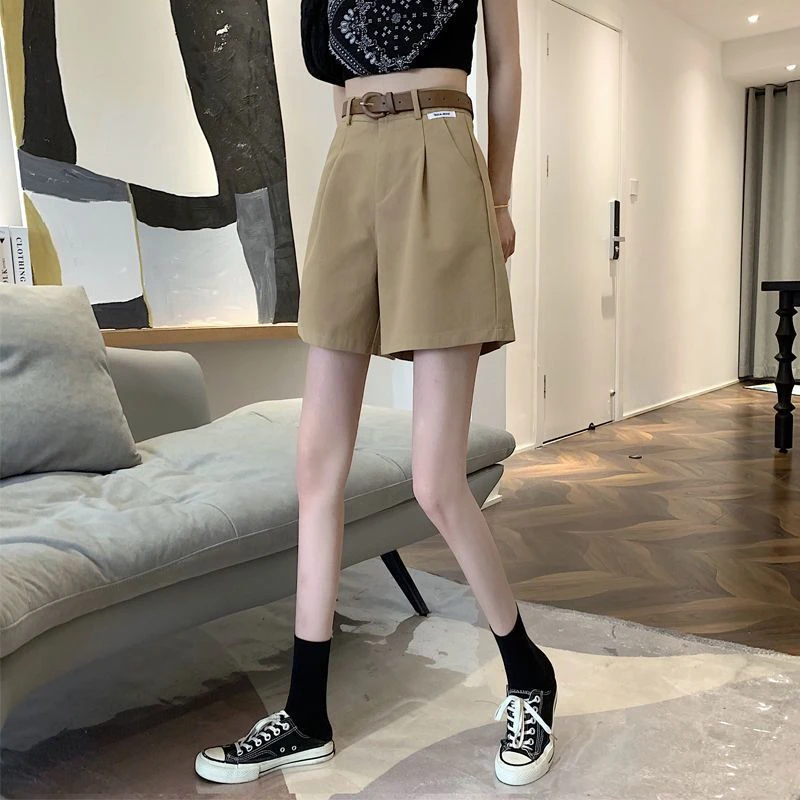 2025 Women's Summer Shorts Pants Casual Loose Wide Leg Shorts Solid Matching Female's Short Trousers Elegant Office Lady Shorts