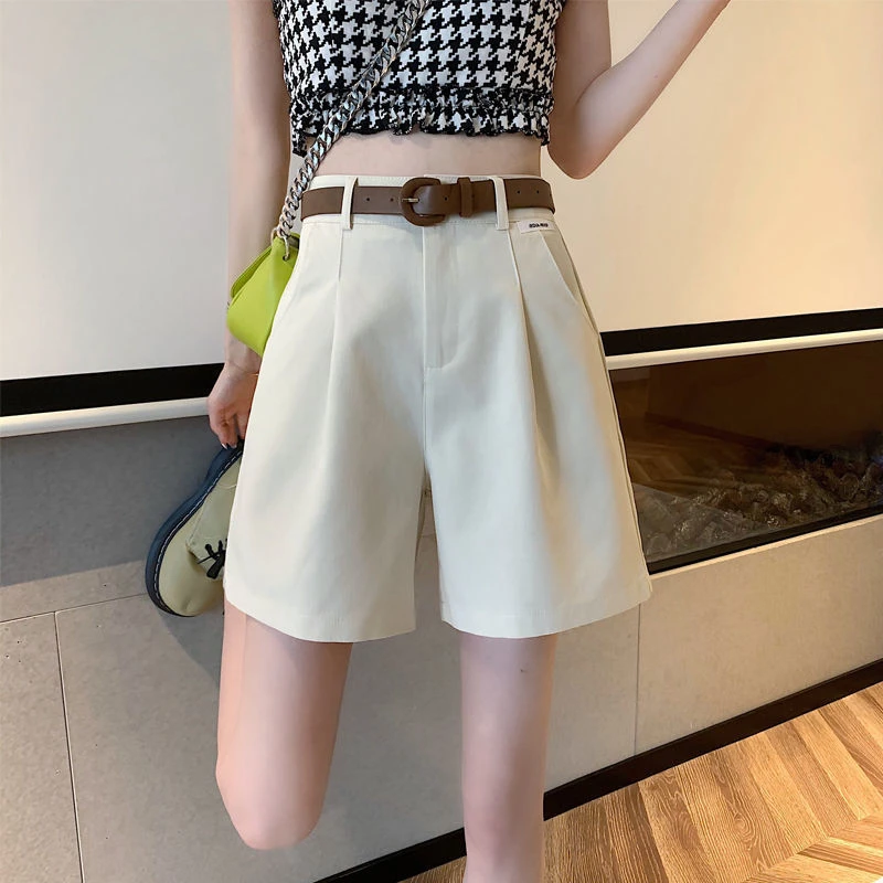 2025 Women's Summer Shorts Pants Casual Loose Wide Leg Shorts Solid Matching Female's Short Trousers Elegant Office Lady Shorts