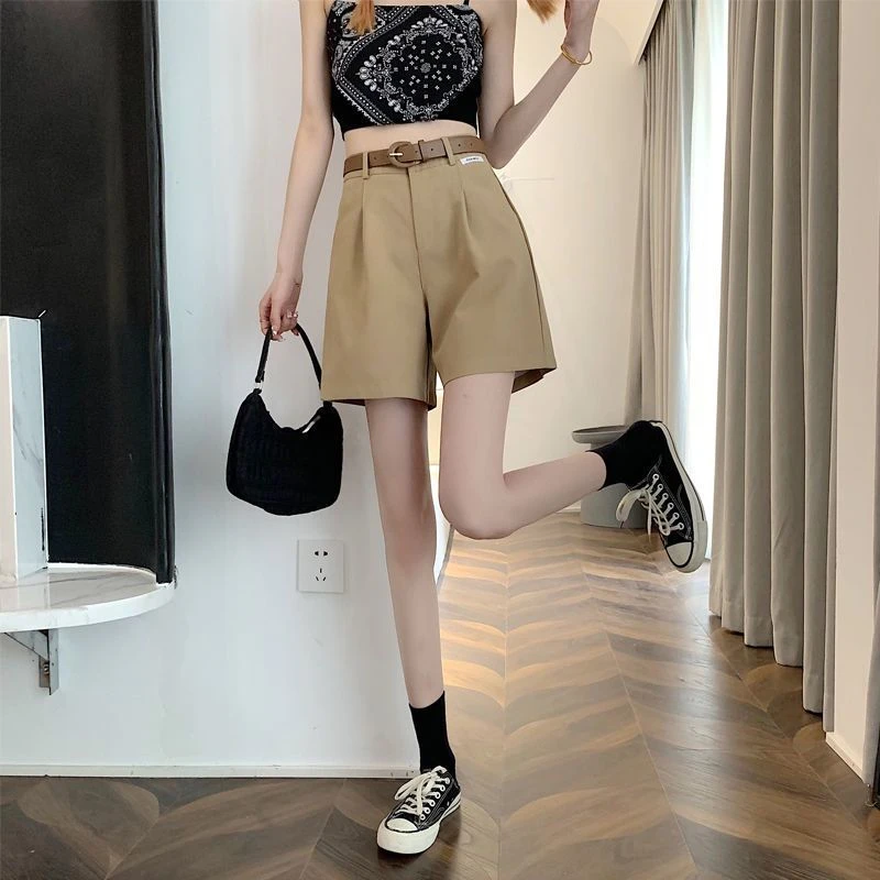 2025 Women's Summer Shorts Pants Casual Loose Wide Leg Shorts Solid Matching Female's Short Trousers Elegant Office Lady Shorts