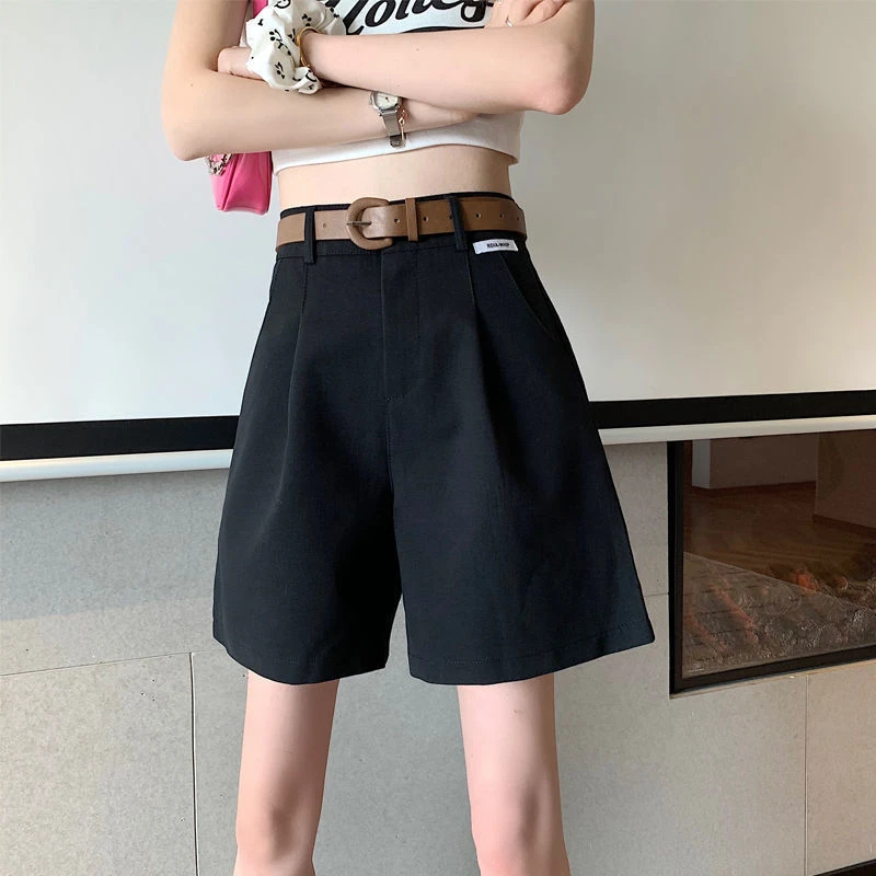 2025 Women's Summer Shorts Pants Casual Loose Wide Leg Shorts Solid Matching Female's Short Trousers Elegant Office Lady Shorts