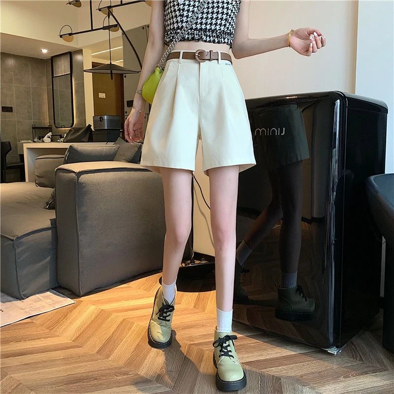 2025 Women's Summer Shorts Pants Casual Loose Wide Leg Shorts Solid Matching Female's Short Trousers Elegant Office Lady Shorts