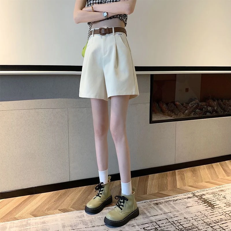 2025 Women's Summer Shorts Pants Casual Loose Wide Leg Shorts Solid Matching Female's Short Trousers Elegant Office Lady Shorts