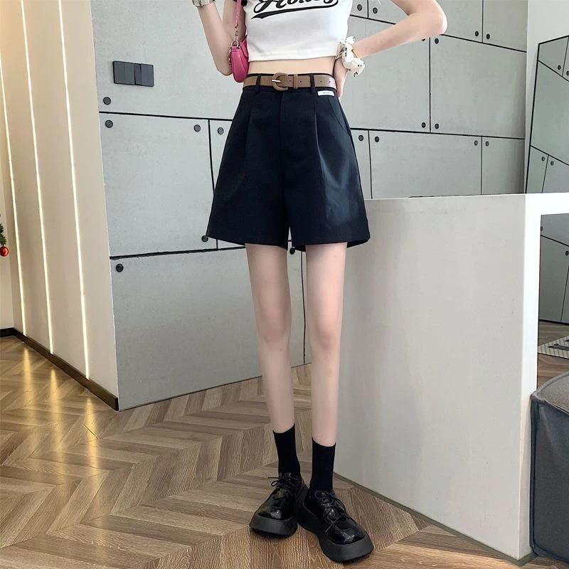 2025 Women's Summer Shorts Pants Casual Loose Wide Leg Shorts Solid Matching Female's Short Trousers Elegant Office Lady Shorts