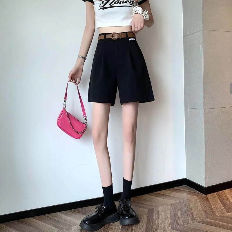 2025 Women's Summer Shorts Pants Casual Loose Wide Leg Shorts Solid Matching Female's Short Trousers Elegant Office Lady Shorts