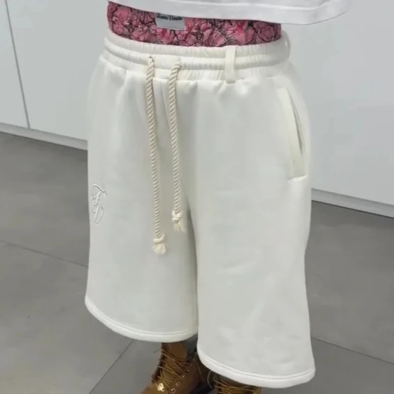 Y2K Aesthetics Harajuku Hip Hop Rock Double Trousers High Waist Cropped Trousers Leisure Contrast Stitching Women Sports Shorts