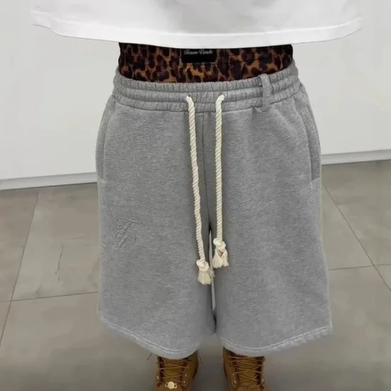 Y2K Aesthetics Harajuku Hip Hop Rock Double Trousers High Waist Cropped Trousers Leisure Contrast Stitching Women Sports Shorts