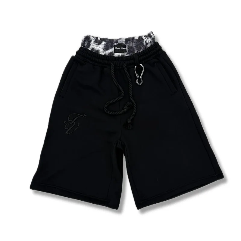 Y2K Aesthetics Harajuku Hip Hop Rock Double Trousers High Waist Cropped Trousers Leisure Contrast Stitching Women Sports Shorts