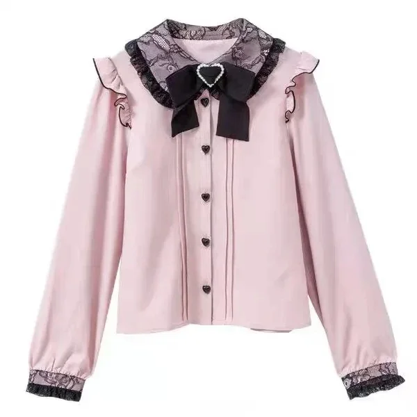 Sweet Cute Lace A-Line Mini Skirts Women Gothic Lolita Ribbon Short Suspender Plaid Skirt Summer 2025 Solid Kawaii Japanese