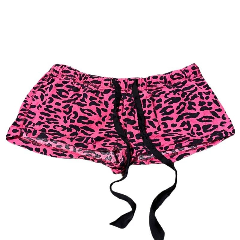 Leopard Print Cool Contrast Casual Sports Shorts Aesthetics Summer Low Waisted Beach Pants Y2K Spice Girl Trend Sexy Hot Pants
