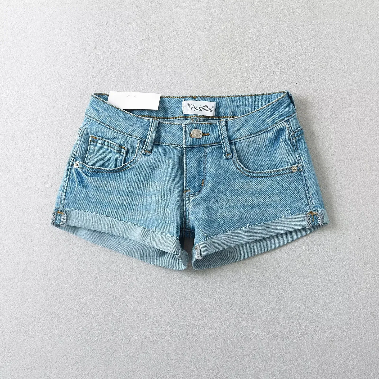Shorts Women Straight Pants Denim Low Waist Sexy Slim Jeans Pockets Spliced 2024 Summer Casual Femme Basics Short Denims