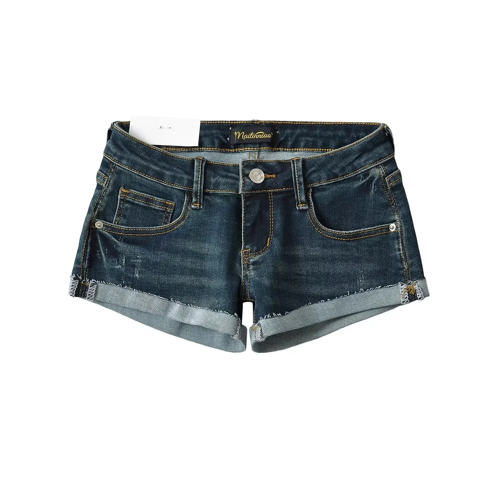 Shorts Women Straight Pants Denim Low Waist Sexy Slim Jeans Pockets Spliced 2024 Summer Casual Femme Basics Short Denims