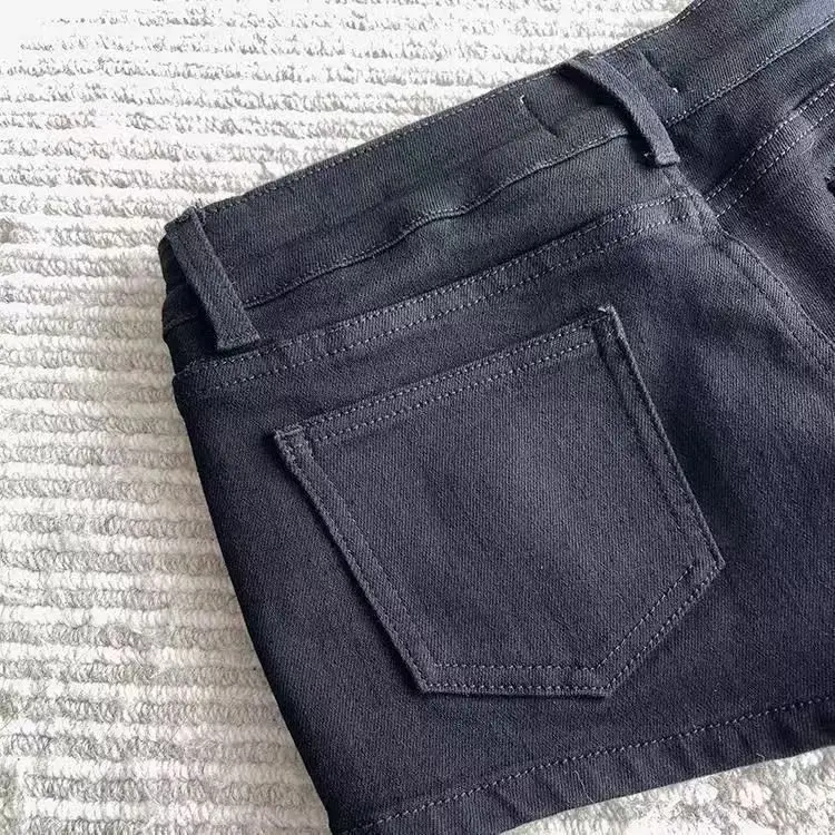Korean Style Streetwear Women Casual Fashion Low Waist Jeans Shorts Gothic Black Denim Shorts Pants for Ladies Outfits Chic