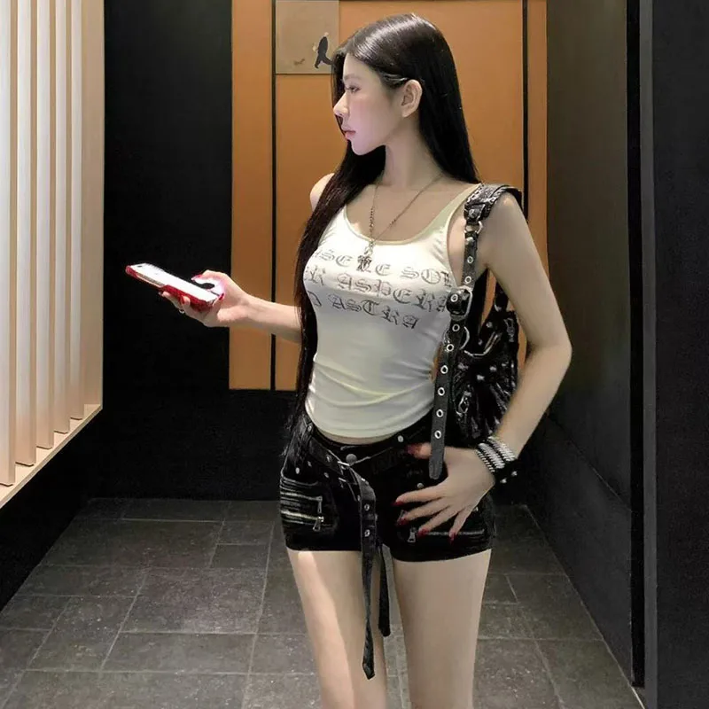 2026 New American Zipper Women Shorts Woman Gothic Punk Low-Waist Short Jeans Individuality Streetwear Vintage Y2K Denim Shorts
