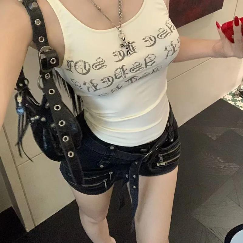 2026 New American Zipper Women Shorts Woman Gothic Punk Low-Waist Short Jeans Individuality Streetwear Vintage Y2K Denim Shorts