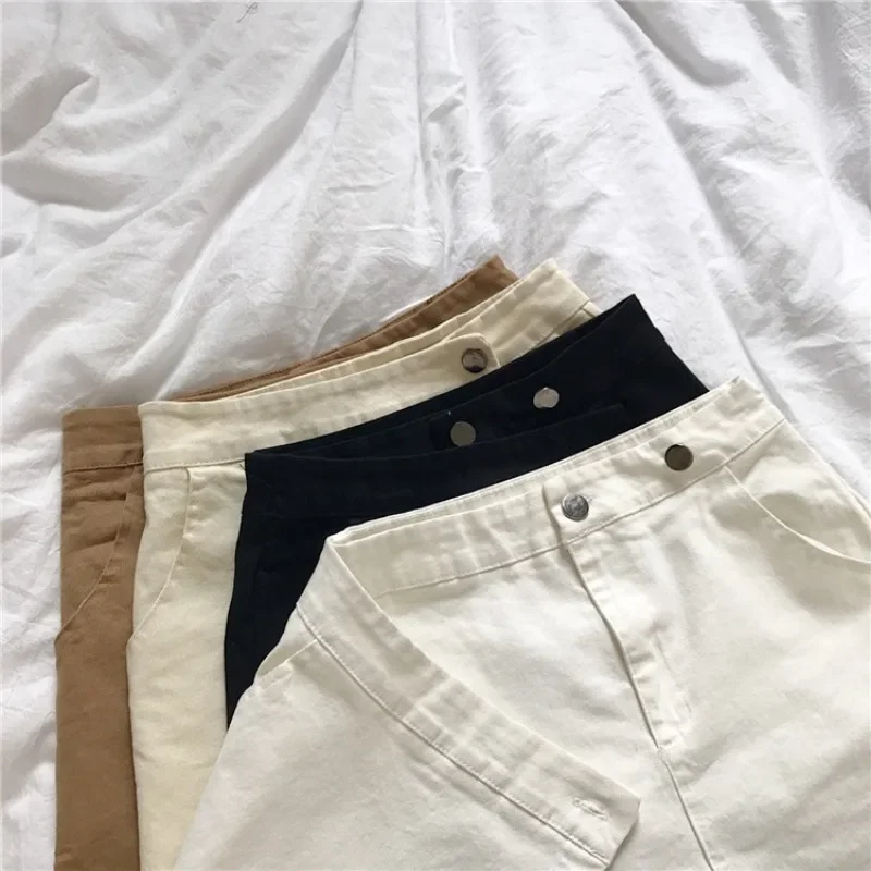 Summer Solid Color Shorts Korean Fashion High Waist Casual A-line Pants Skirt Loose Wide Leg Pants Shorts for Women Streetwear