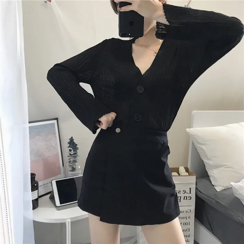 Summer Solid Color Shorts Korean Fashion High Waist Casual A-line Pants Skirt Loose Wide Leg Pants Shorts for Women Streetwear