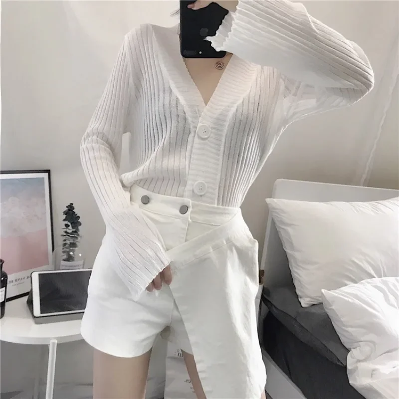 Summer Solid Color Shorts Korean Fashion High Waist Casual A-line Pants Skirt Loose Wide Leg Pants Shorts for Women Streetwear