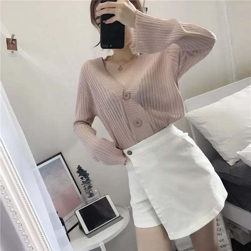 Summer Solid Color Shorts Korean Fashion High Waist Casual A-line Pants Skirt Loose Wide Leg Pants Shorts for Women Streetwear