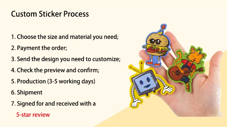 100PCS Custom Stickers Waterproof PVC Vinyl Customized Label LOGO Cartoon Decoration Personalized Glossy Matte Film For Business