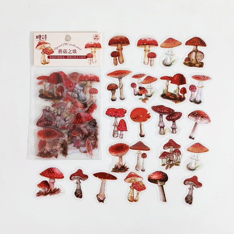 40 Piece/Pack Colorful Flower Retro Art Handbook Diary DIY Decoration PET Sticker for Album Notebook Girl Decorative Supplies