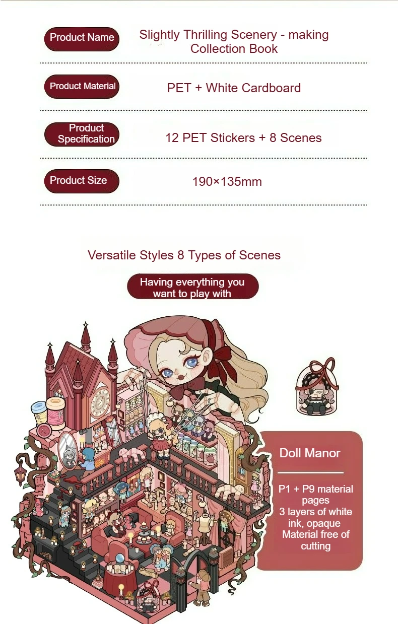 Guka 5.0 Slightly Thrilling Scenery Making Sticker Collection Book Halloween Gift Micro 3D Stereo Cottage Handmade Stickers