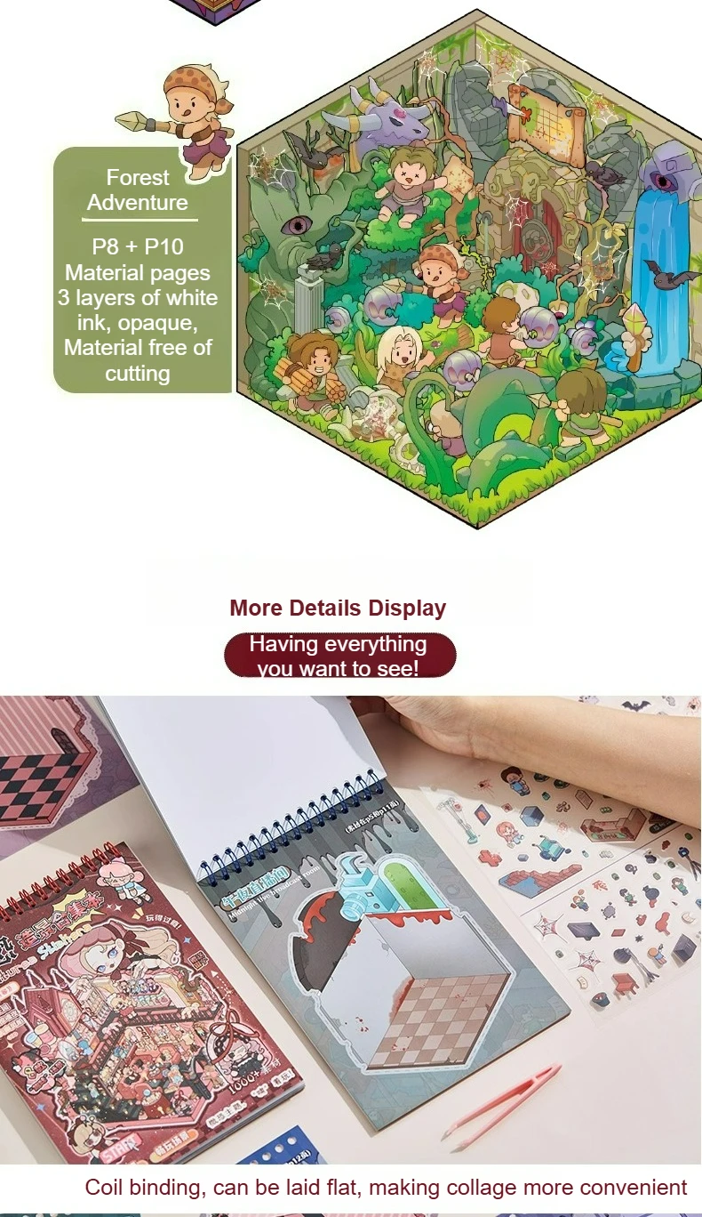 Guka 5.0 Slightly Thrilling Scenery Making Sticker Collection Book Halloween Gift Micro 3D Stereo Cottage Handmade Stickers