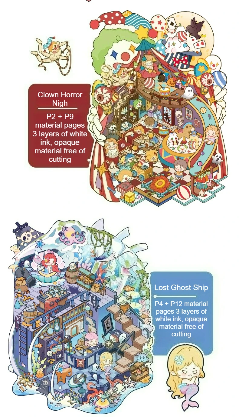 Guka 5.0 Slightly Thrilling Scenery Making Sticker Collection Book Halloween Gift Micro 3D Stereo Cottage Handmade Stickers