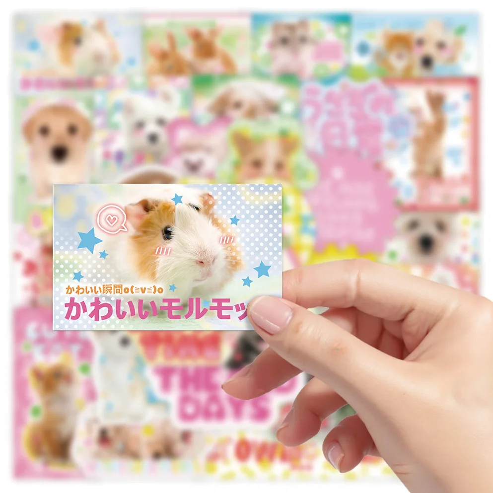 40pcs Retro Cute Cartoon Scrapbook Sticker Kawaii Puppy Kitten Bunny Journal Sticker DIY Decor Stationery Phone Shell Sticker