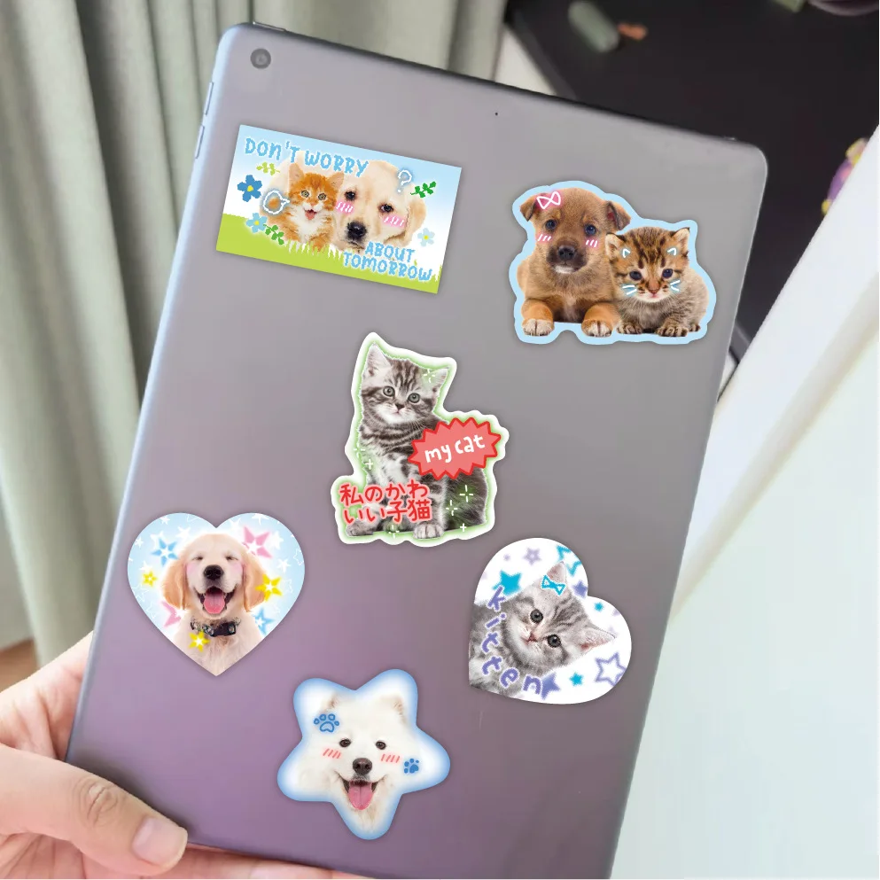 40pcs Retro Cute Cartoon Scrapbook Sticker Kawaii Puppy Kitten Bunny Journal Sticker DIY Decor Stationery Phone Shell Sticker