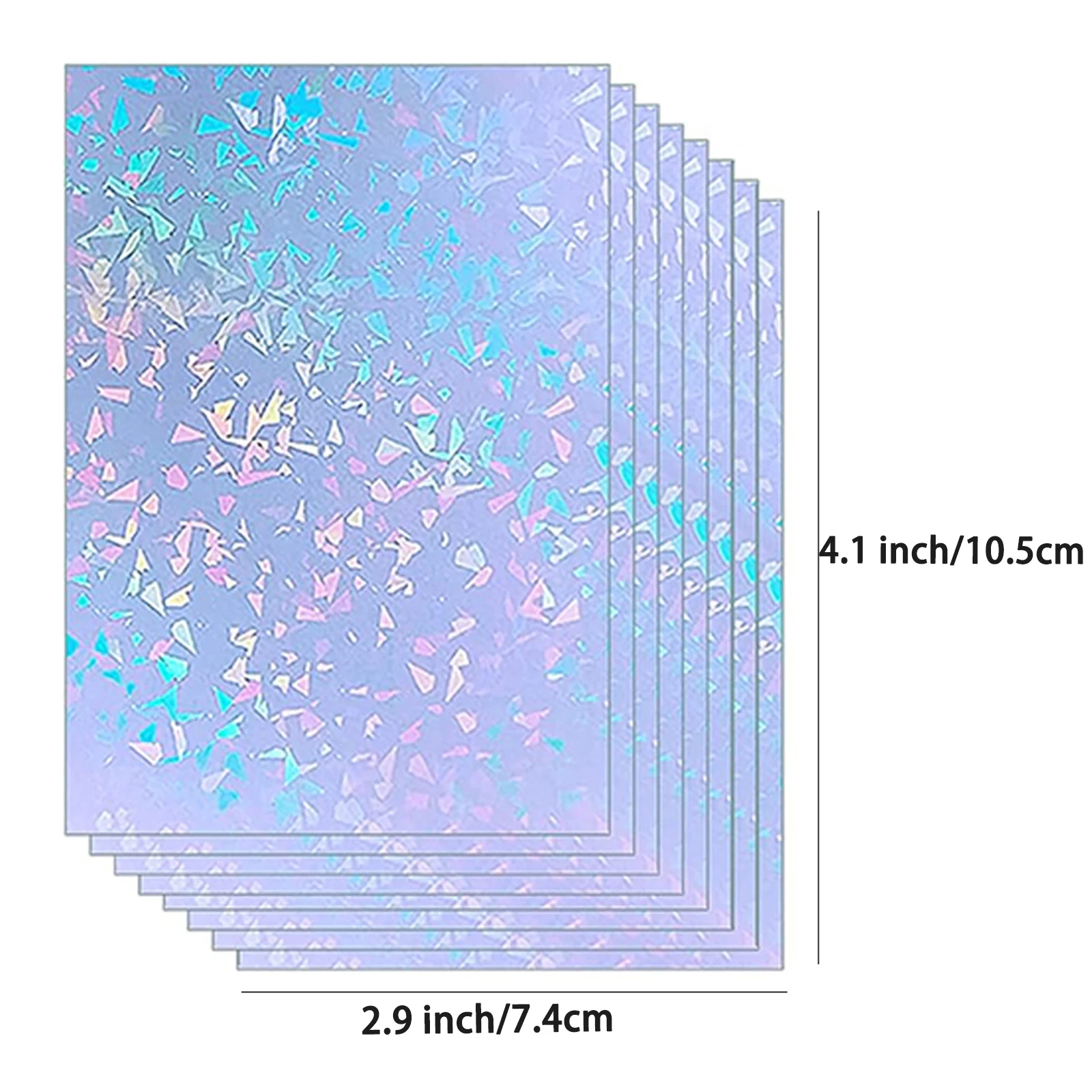 50pcs Holographic Sticker Paper 2.9 X 4.1 Inch Clear Vinyl Self-Adhesive Waterproof Transparent Cold Laminating Film for Crafts