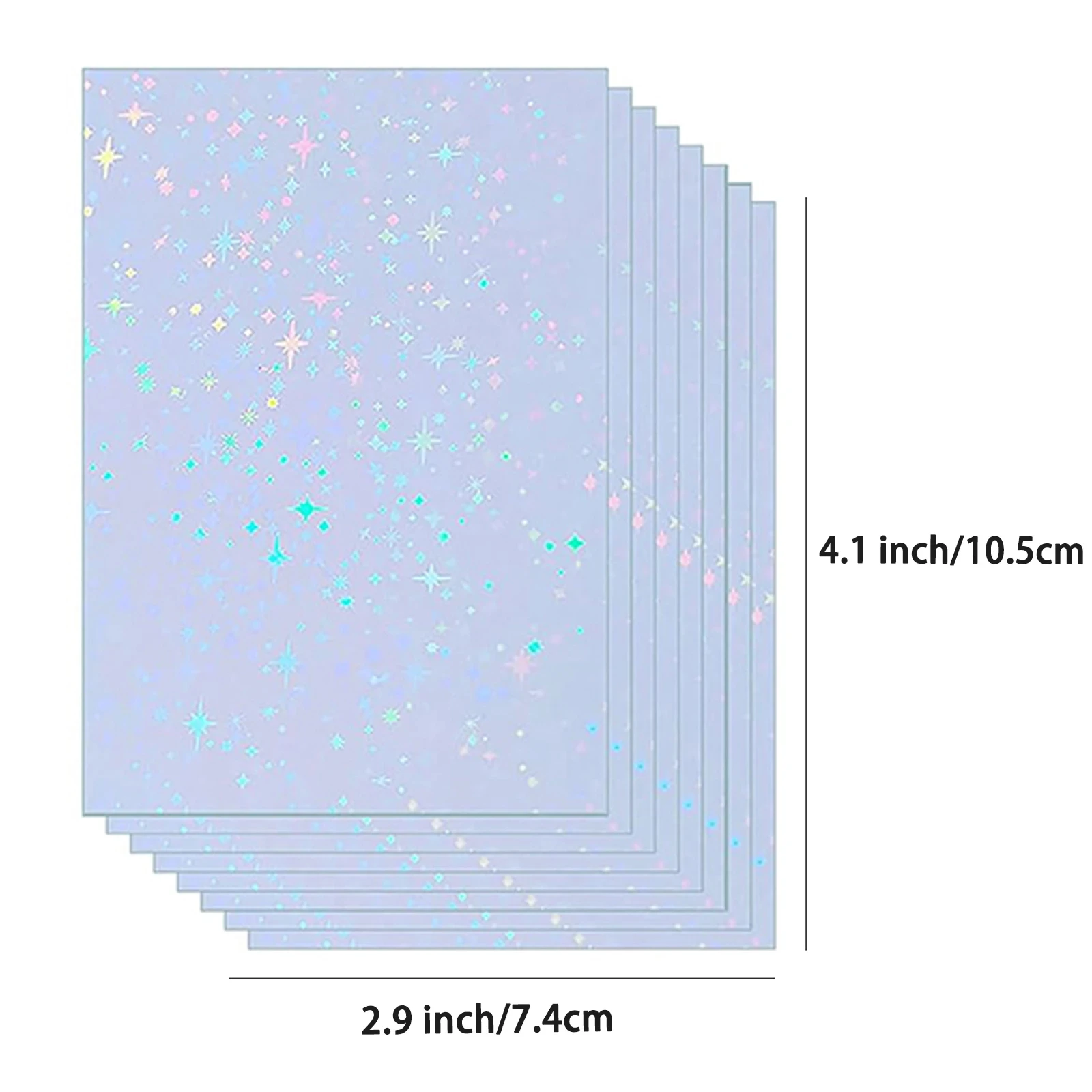 50pcs Holographic Sticker Paper 2.9 X 4.1 Inch Clear Vinyl Self-Adhesive Waterproof Transparent Cold Laminating Film for Crafts