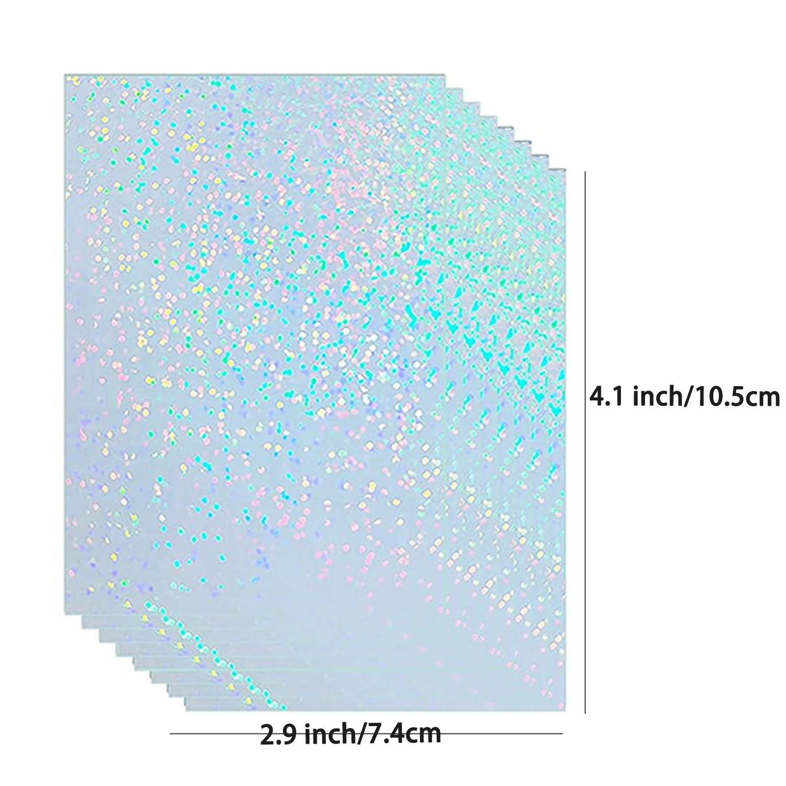 50pcs Holographic Sticker Paper 2.9 X 4.1 Inch Clear Vinyl Self-Adhesive Waterproof Transparent Cold Laminating Film for Crafts