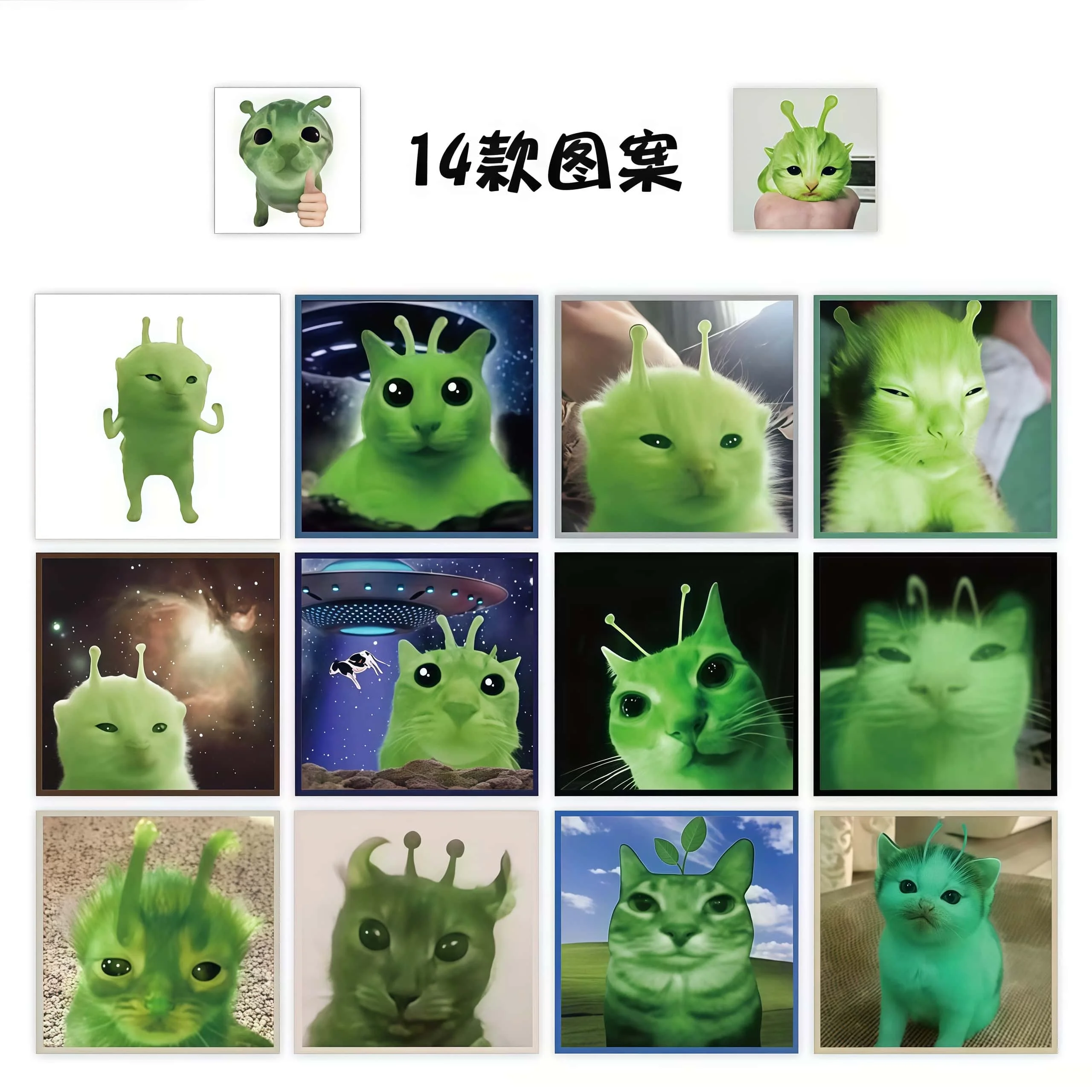 500Pcs Funny Alien Cat Stickers, Quirky Extraterrestrial Kitten Decals for DIY, Journal & Gift Embellishment