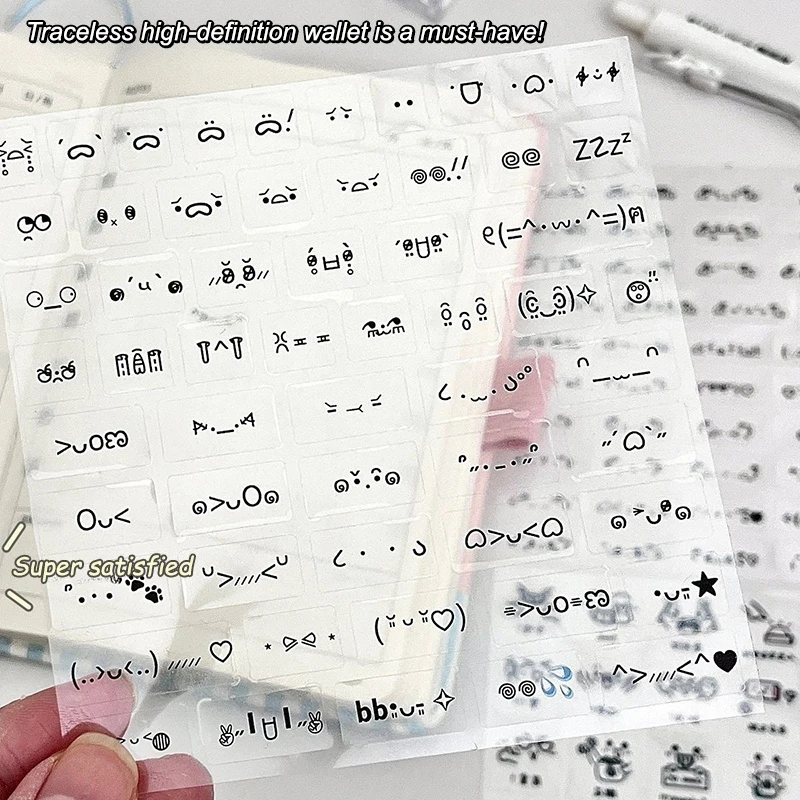 Steve Random 2pcs Cute PET Transparent Emoticon Stickers Journal Decorative Stickers