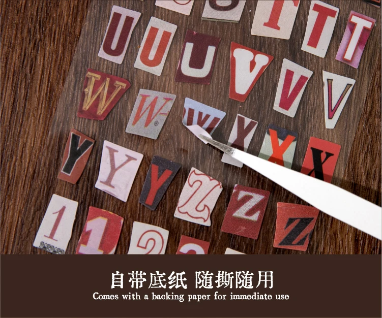 Journal GO 2pcs English Alphabet Number Symbol Stickers Vintage Scrapbook Aesthetic Journaling Supplies Kit Retro Letter Sticker