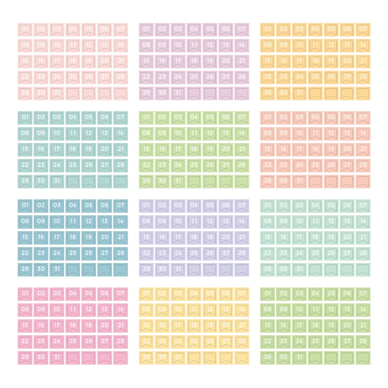 Fromthenon Round Number Sticker 365 Daily Days Stickers for 2024 Full Year Diary Journal Supplies Planner Decorative Stationery