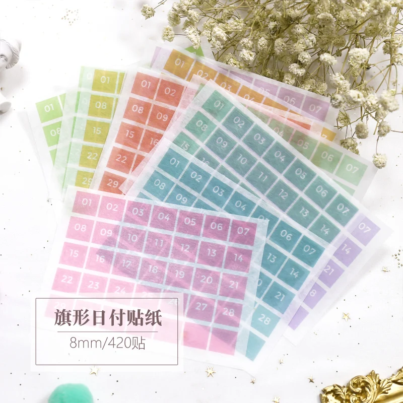Fromthenon Round Number Sticker 365 Daily Days Stickers for 2024 Full Year Diary Journal Supplies Planner Decorative Stationery