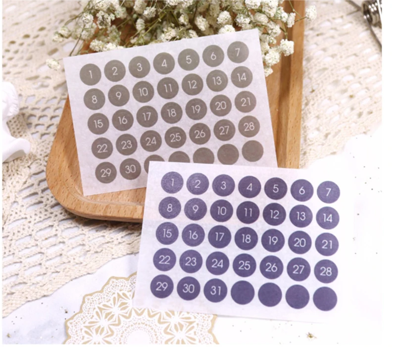 Fromthenon Round Number Sticker 365 Daily Days Stickers for 2024 Full Year Diary Journal Supplies Planner Decorative Stationery
