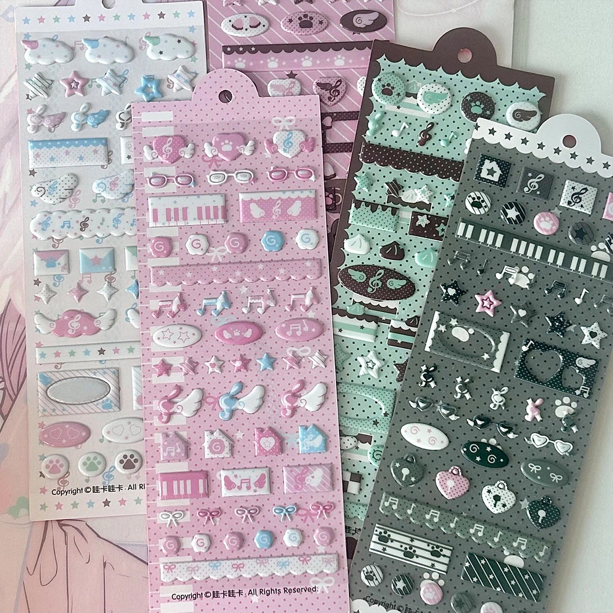 WAKAWAKA Cute Deco Stickers for Scrapbooking Keluli Moment Pink Wing Star Decorative Stickers Diy Phone Luggage Laptop