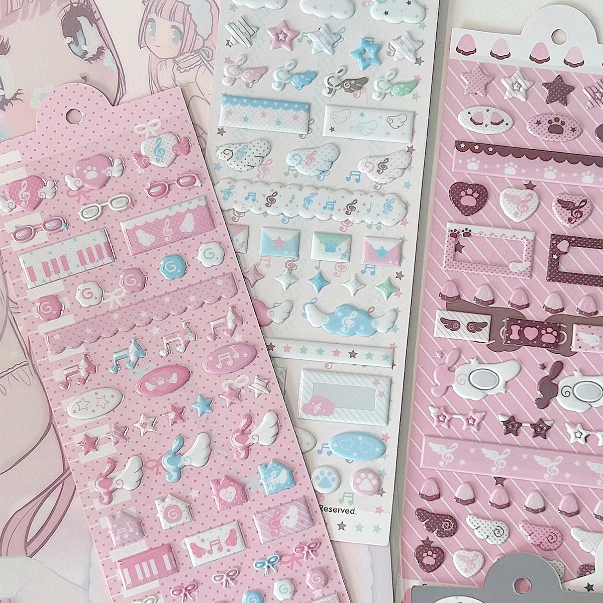 WAKAWAKA Cute Deco Stickers for Scrapbooking Keluli Moment Pink Wing Star Decorative Stickers Diy Phone Luggage Laptop